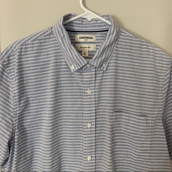 Good threads slim fit short sleeve casual striped button down shirt | size XL - Picture 2 of 11